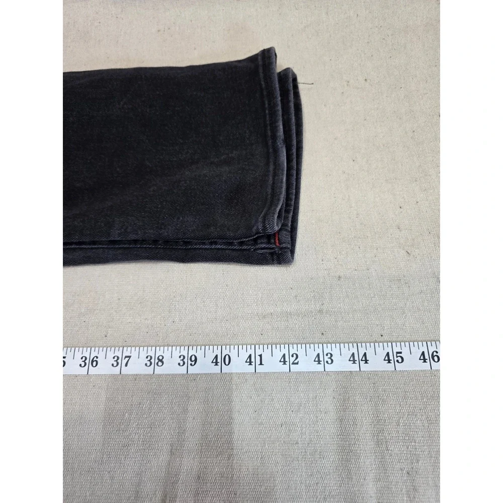 True Religion Ricky Relaxed Straight Black Jeans Red Stitching Mens 31 x 31